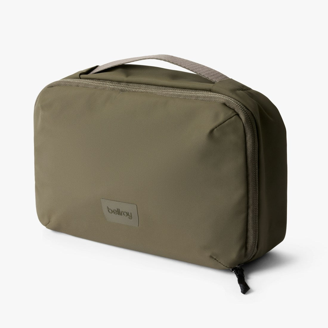 Bellroy Hanging Toiletry Kit in Sea Kelp with retractable hook, front view - The Simple Man