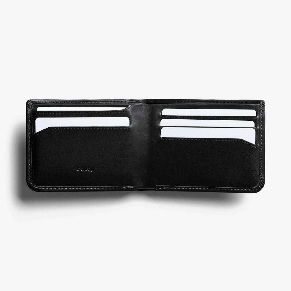 Bellroy Hide & Seek RFID leather wallet in Black, open interior showing card slots - The Simple Man