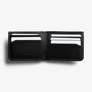 Bellroy Hide & Seek RFID leather wallet in Black, open interior showing card slots - The Simple Man