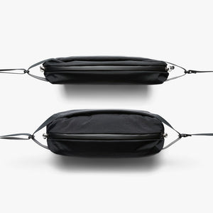 Bellroy Lite Sling in Black, front and back views - The Simple Man