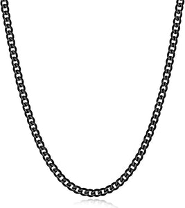 3.5mm Black stainless steel cuban chain neclace