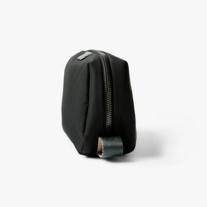 Bellroy Toiletry Kit in Black, standing upright with end loop - The Simple Man