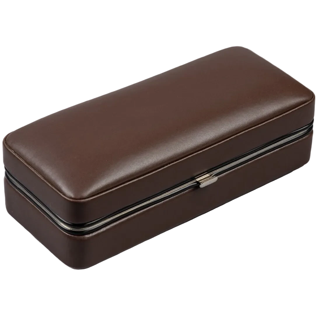 Brown rectangular jewelry box on a white background