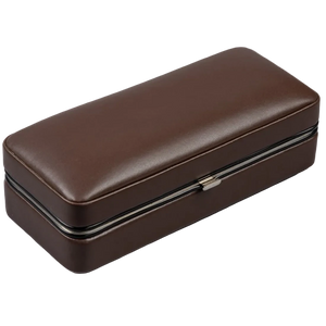 Brown rectangular jewelry box on a white background