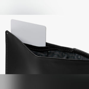 Bellroy Note Sleeve RFID leather wallet in Black, close-up of a card in the inside pocket - The Simple Man
