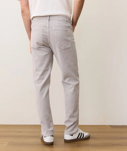 Back view of Flex Terry slim straight pants in light grey with classic five-pocket styling