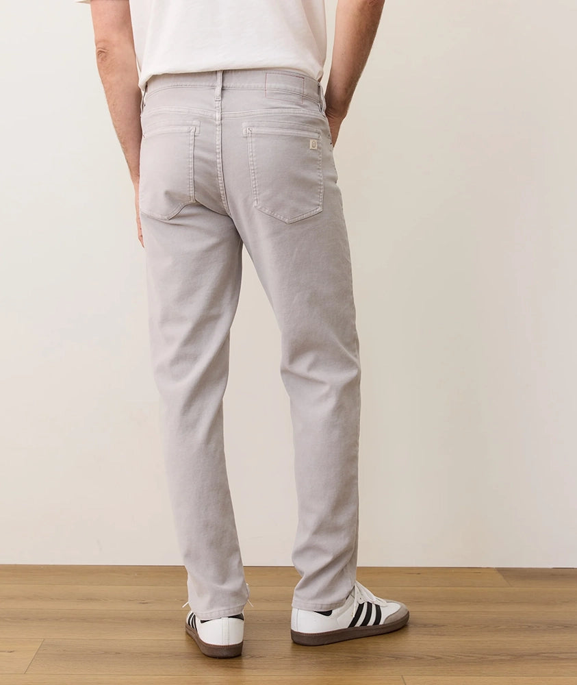 Back view of Flex Terry slim straight pants in light grey with classic five-pocket styling