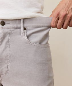 Close-up of Flex Terry light grey men's pants with stretch waistband detail