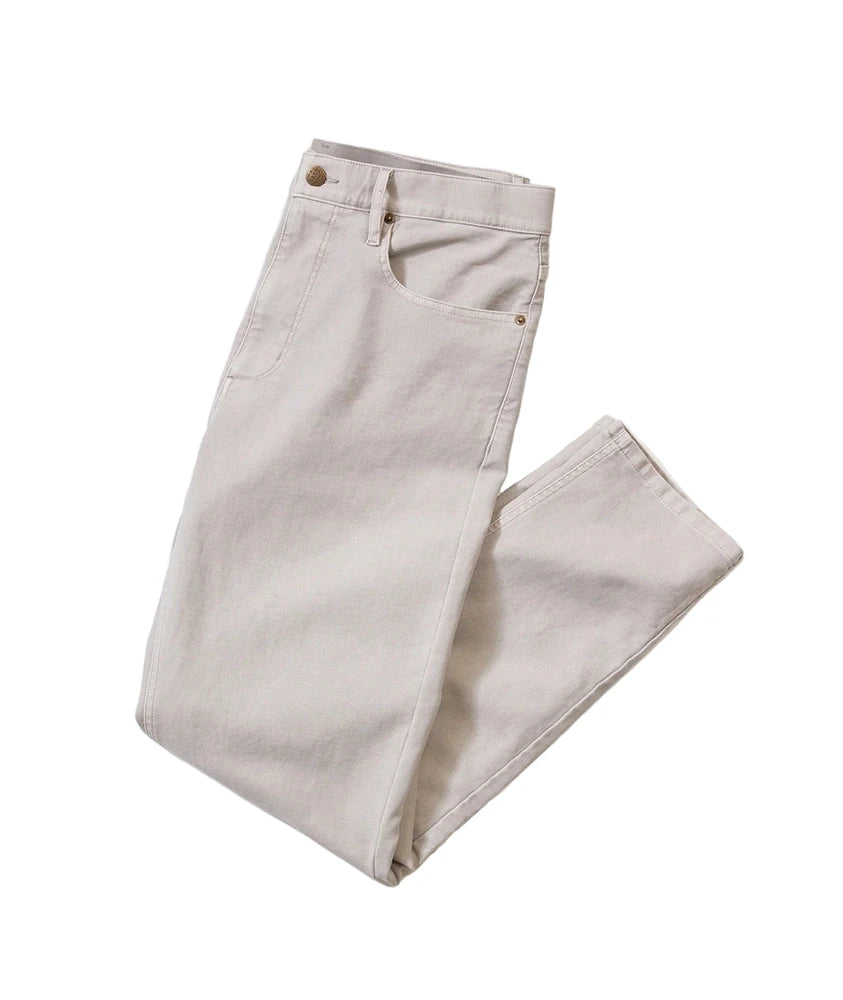 Folded light grey Flex Terry slim straight men's pants displayed on white background