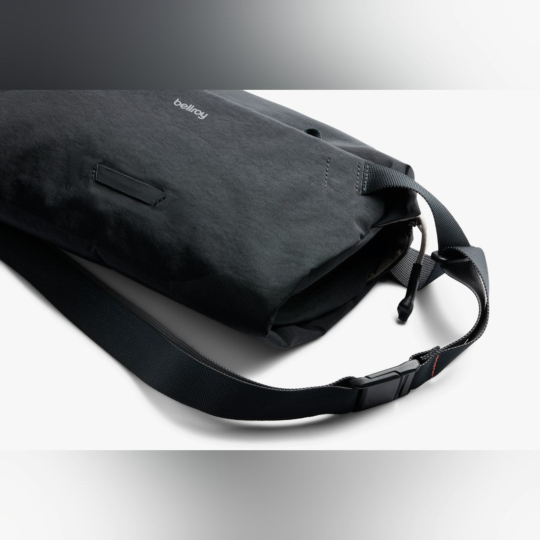 Bellroy Lite Sling in Black, close-up of fabric and strap - The Simple Man