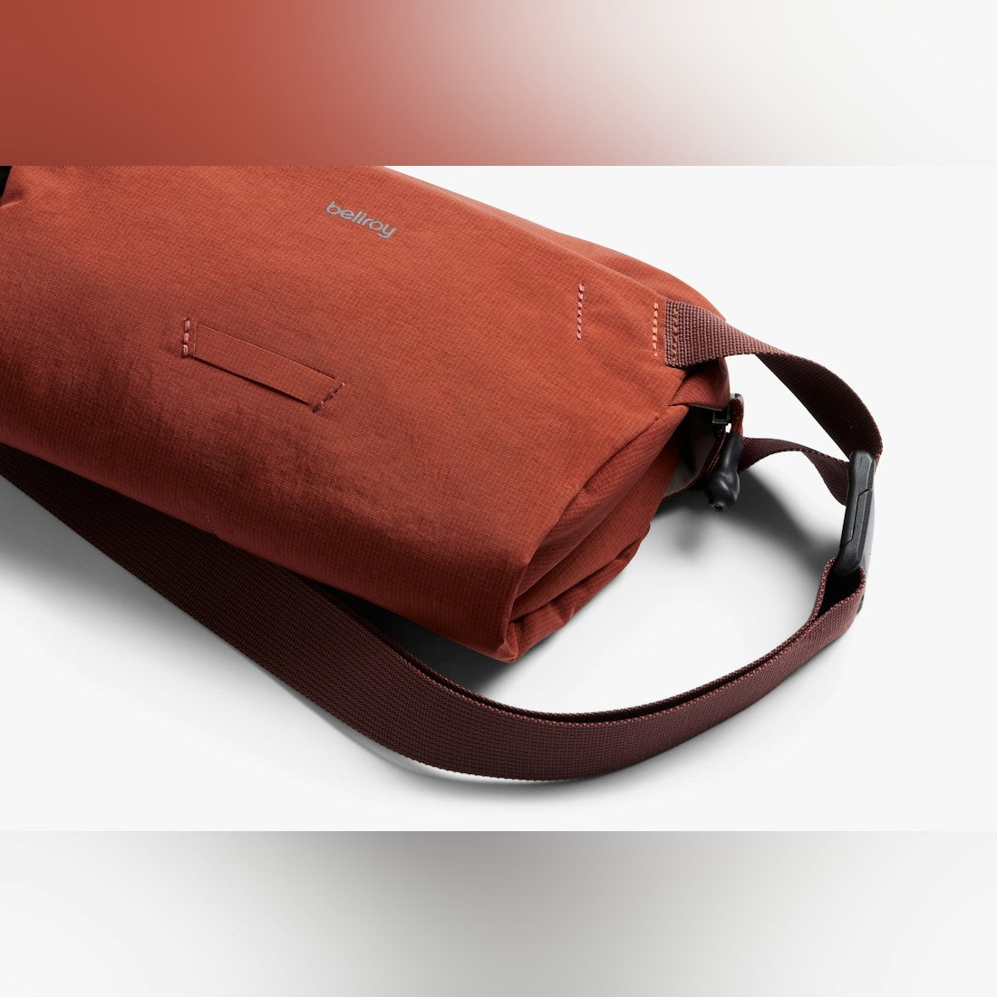 Bellroy Lite Sling Mini in Clay, close-up of fabric and strap - The Simple Man