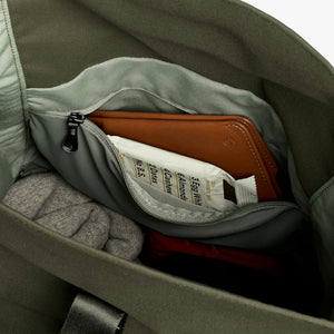 Bellroy Classic Rolltop commuter backpack in Olive, inside view with padded laptop sleeve - The Simple Man