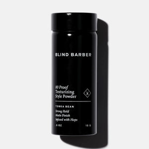 Blind Barber 80 Proof Texturizing Style Powder black bottle, product shot, The Simple Man