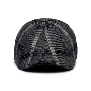 Front view of Black Rose Peaky plaid scally cap