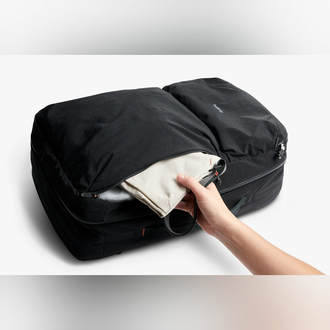 Bellroy Lite Travel Pack 38L carry-on backpack in Black, top pocket access - The Simple Man