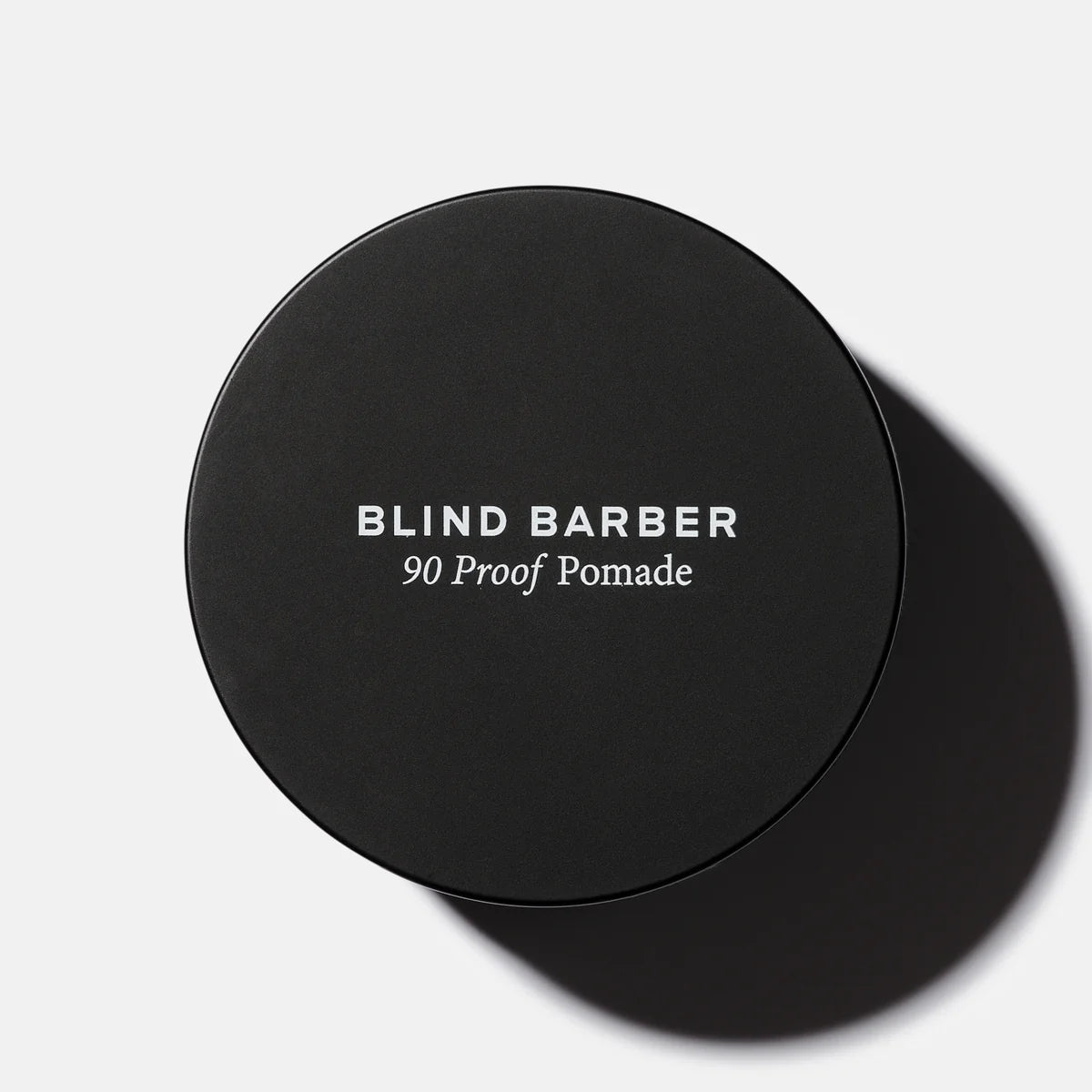 Blind Barber 90 Proof Pomade black jar lid, product shot, The Simple Man