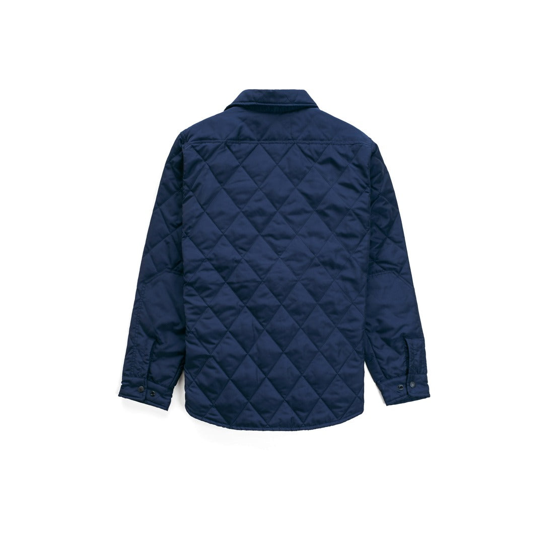 Navy down filled quilted shirt jacket, back view - The Simple Man