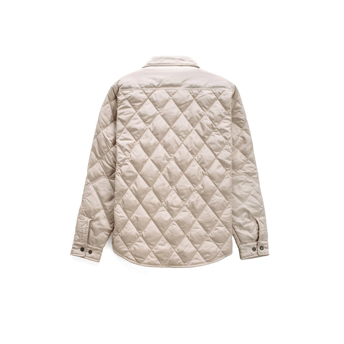Off white down filled quilted shirt jacket, back view - The Simple Man