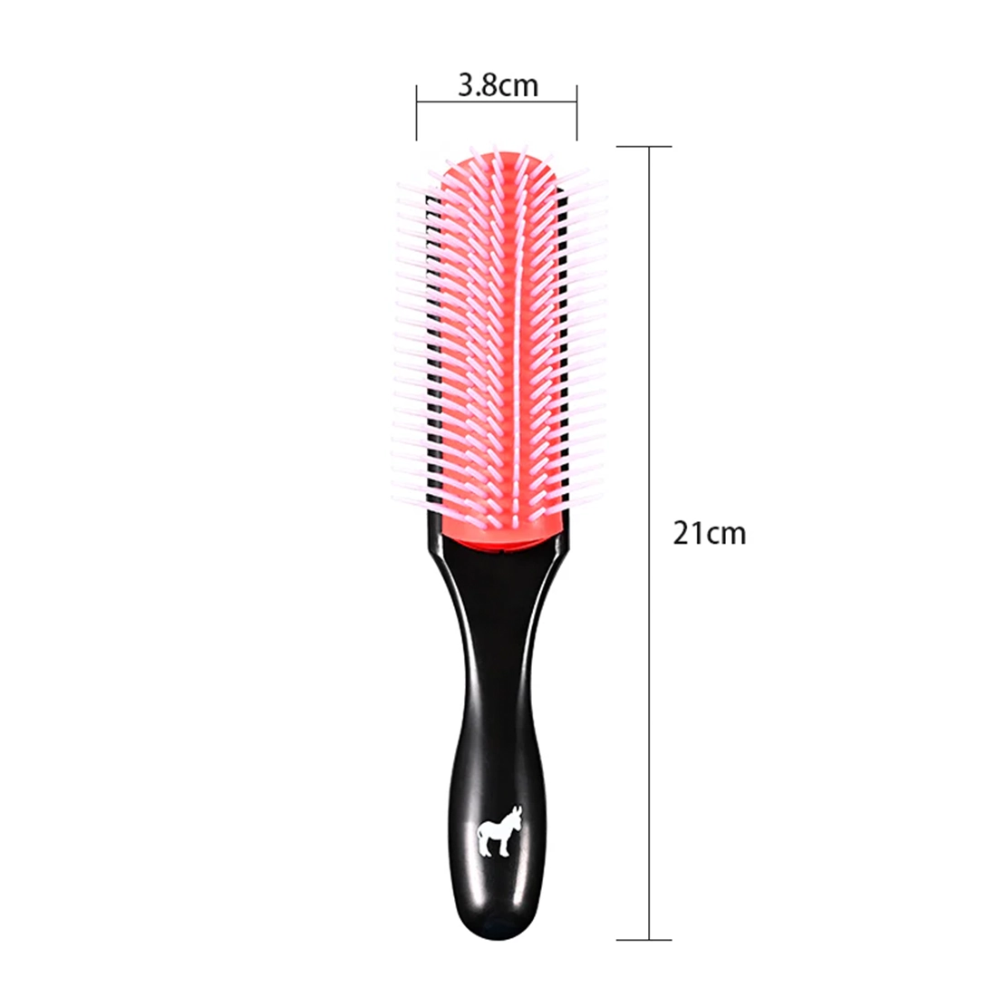 Pete and Pedro 9-row men's hair brush with dimensions – 21cm length 3.8cm wide cushion brush for blow drying and curl definition