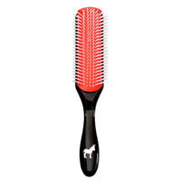 Pete and Pedro Classic 9-row styling hair brush in black and red – nylon bristle cushion brush for men's hair detangling and blowouts


