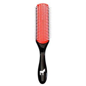 Pete and Pedro Classic 9-row styling hair brush in black and red – nylon bristle cushion brush for men's hair detangling and blowouts

