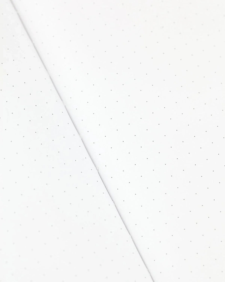 Close-up of dot grid pages in the Aviation Early Flight Notebook from The Simple Man — 5mm dot grid on recycled paper