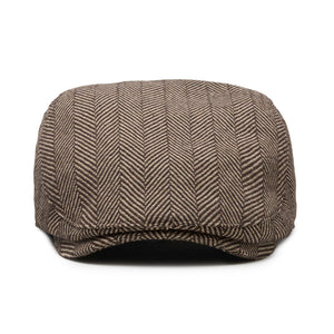 Front view of Original brown herringbone scally cap