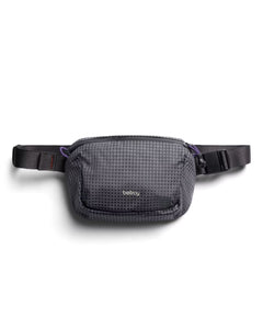 ide view of Bellroy Lite Belt Bag Arcade Grey highlighting slim profile and adjustable strap