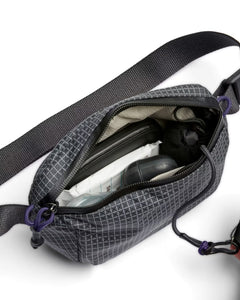 Rear zip pocket and padded back panel of the Bellroy Lite Belt Bag Arcade Grey