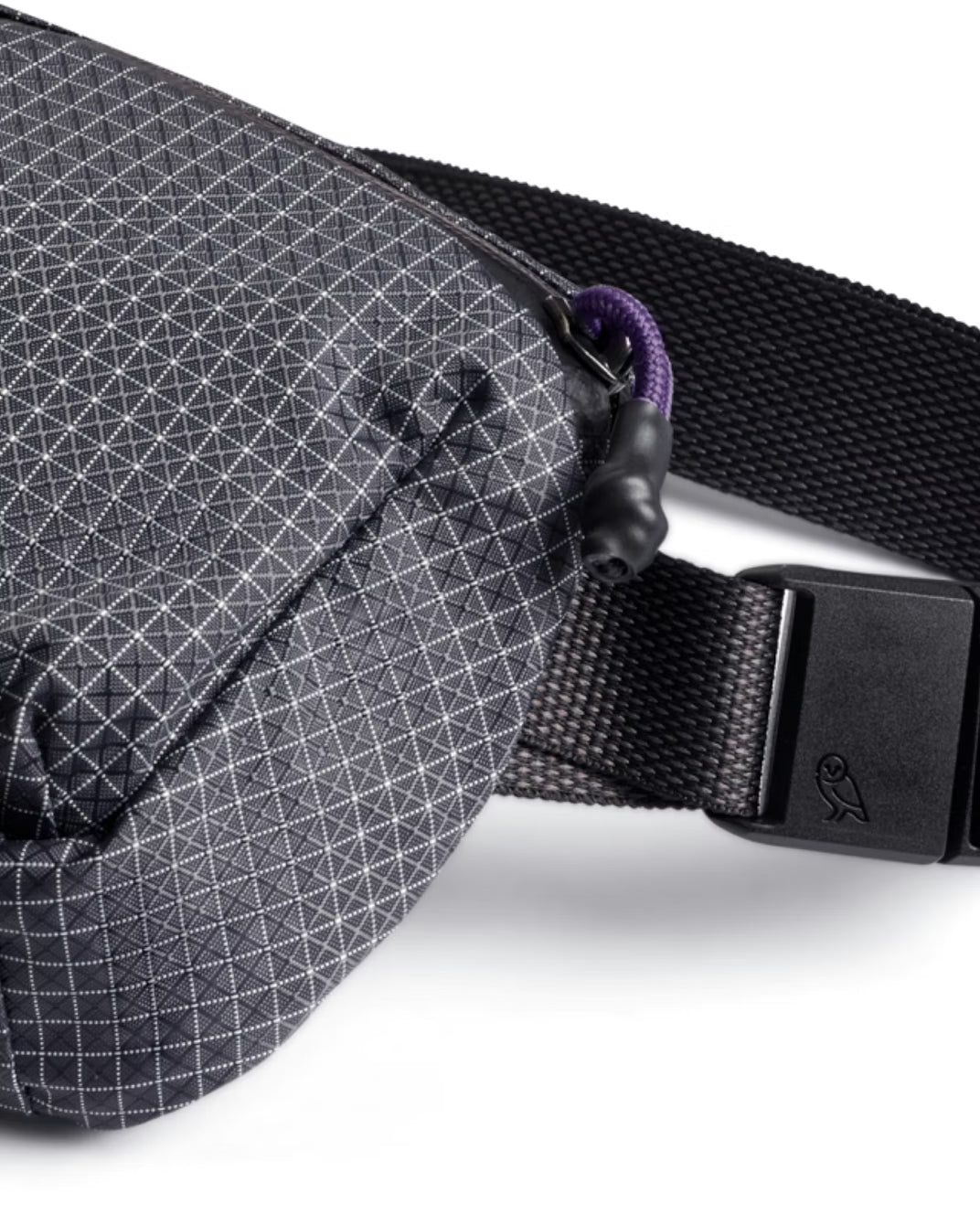 Magnetic strap clasp on the Bellroy Lite Belt Bag in Arcade Grey