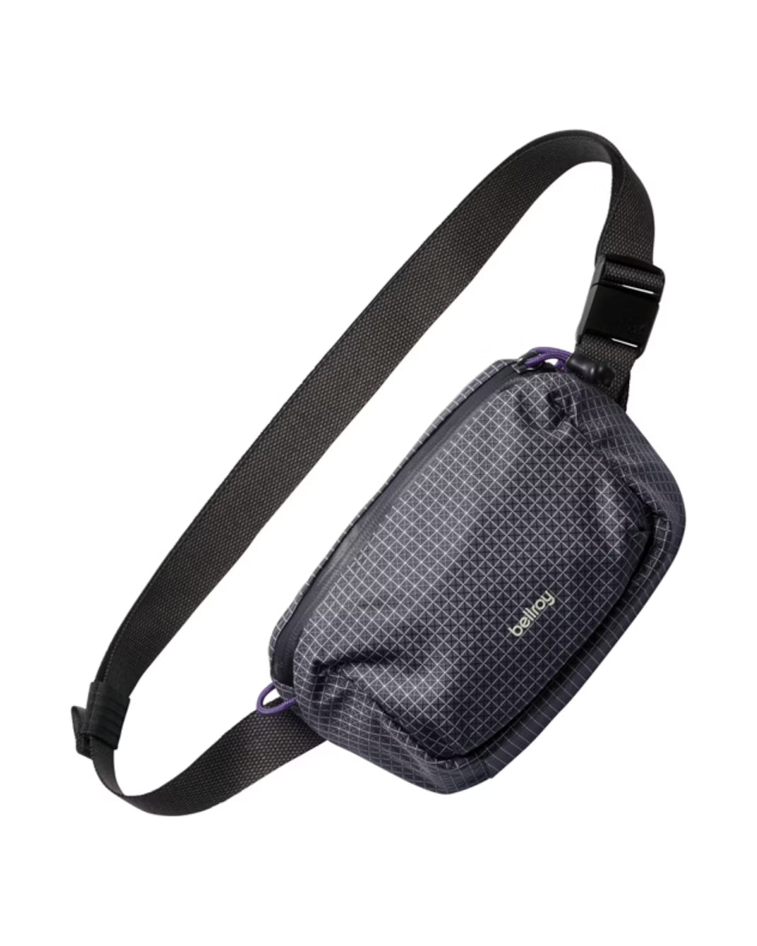 Bellroy Lite Belt Bag in Arcade Grey shown front-facing with water-resistant ripstop fabric
