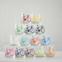 Bicycle rocks glass in multiple colors stacked – road bike screen printed glassware – The Simple Man
