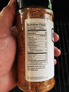 BBQ Rubdown BIG BOLD Rub, rear side of bottle detailing nutritional info