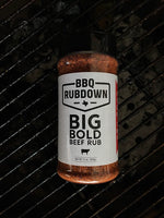 BBQ Rubdown BIG BOLD Rub, front side of bottle