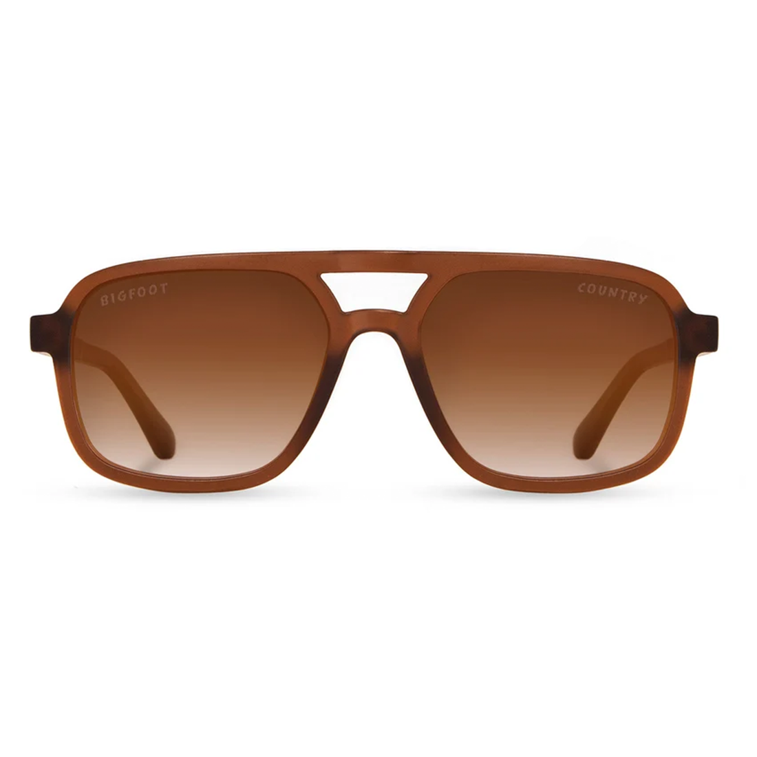 Glacier Sunglasses Bigfoot Edition front view with Basic Polarized brown gradient lenses