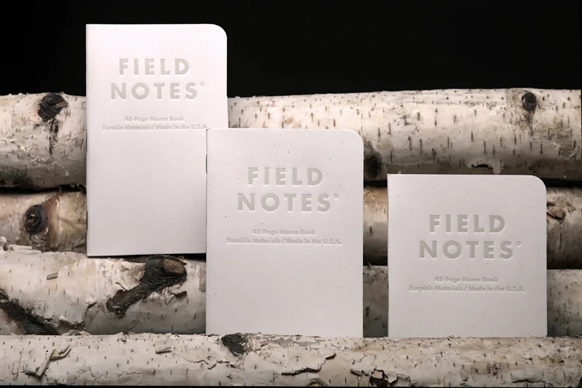 Field Notes Birch Bark Limited edition 3-pack notebooks, stylized with birch logs
