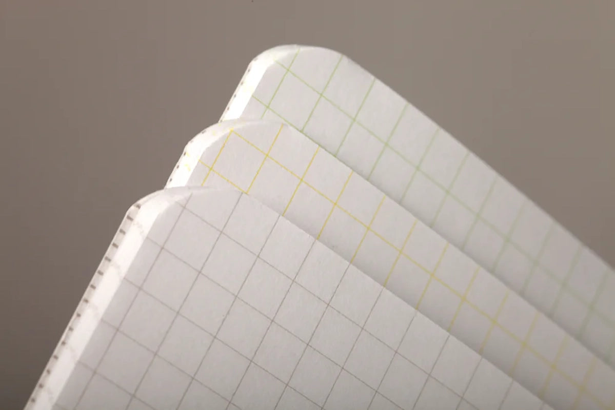 Field Notes Birch Bark Limited edition 3-pack notebooks, showing the 3 colors of graph paper grid