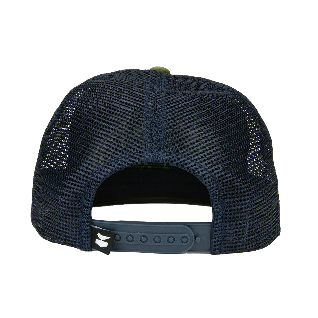 Navy mesh back trucker hat with adjustable snap closure, Boat Crew Hat back view - The Simple Man