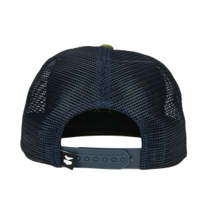 Navy mesh back trucker hat with adjustable snap closure, Boat Crew Hat back view - The Simple Man