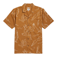 Bridge and Burn Bodie Shirt Shoreflight amber flat lay white background — 100% organic cotton relaxed fit camp collar men's summer shirt