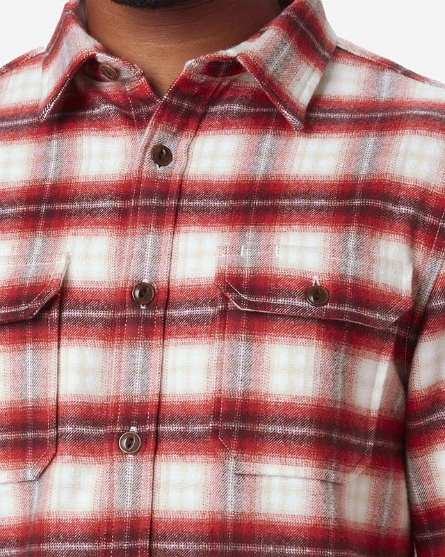 Ace Rivington Flannel in brick window red pattern, Close up detail view