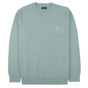 Brine Sweater - Light Grey Waffle Knit Pocket Sweater