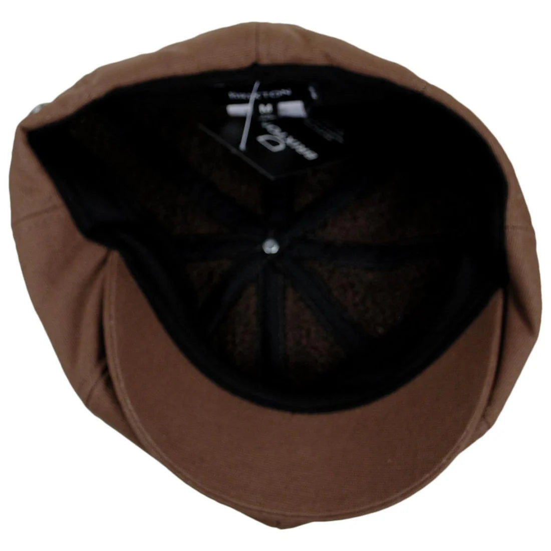 Interior view of the Brixton Brood Sherpa Snap Cap in Pinecone Brown showing the soft sherpa lining and inner construction