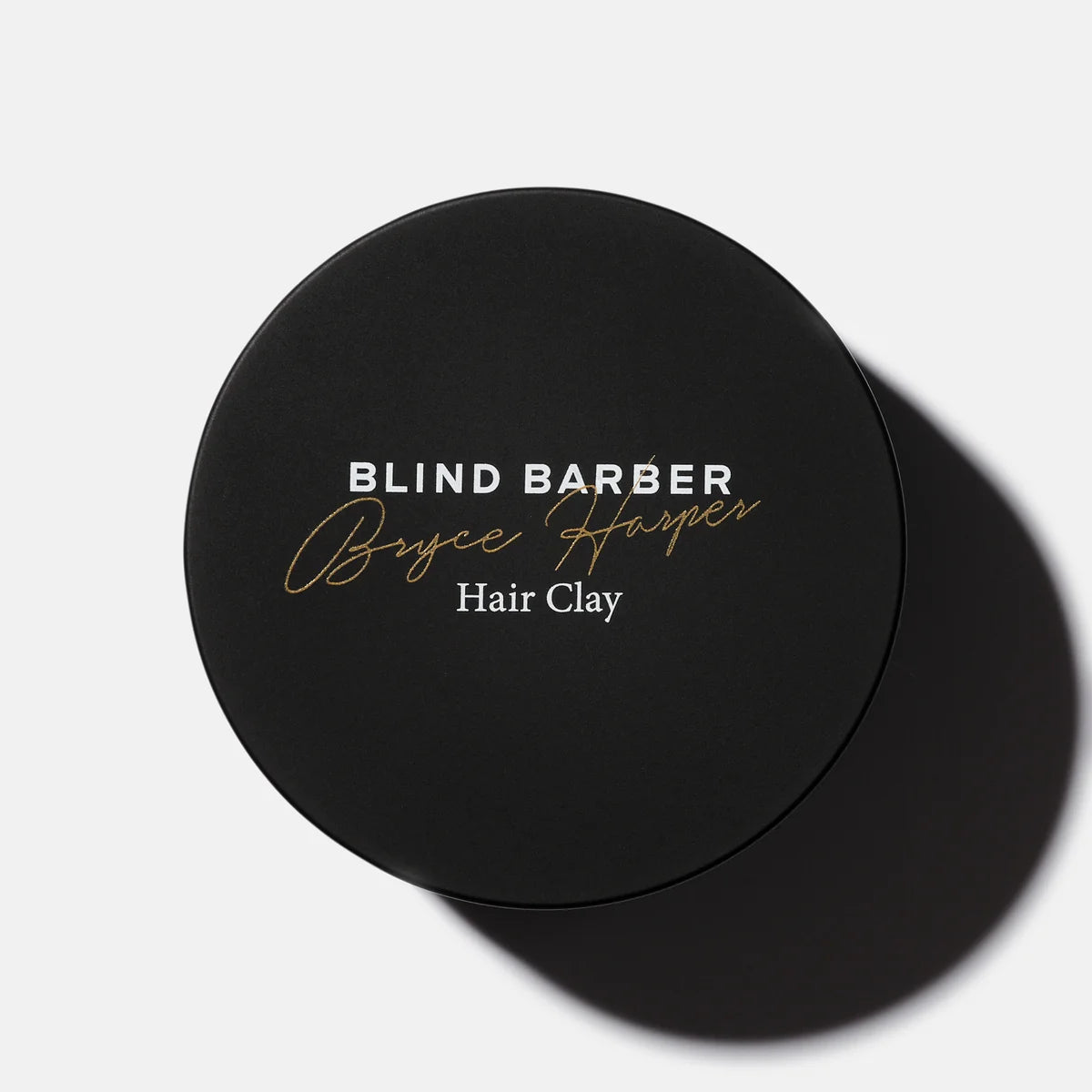 Blind Barber Bryce Harper Hair Clay black jar lid, product shot, The Simple Man