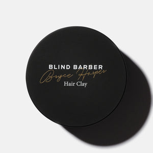 Blind Barber Bryce Harper Hair Clay black jar lid, product shot, The Simple Man
