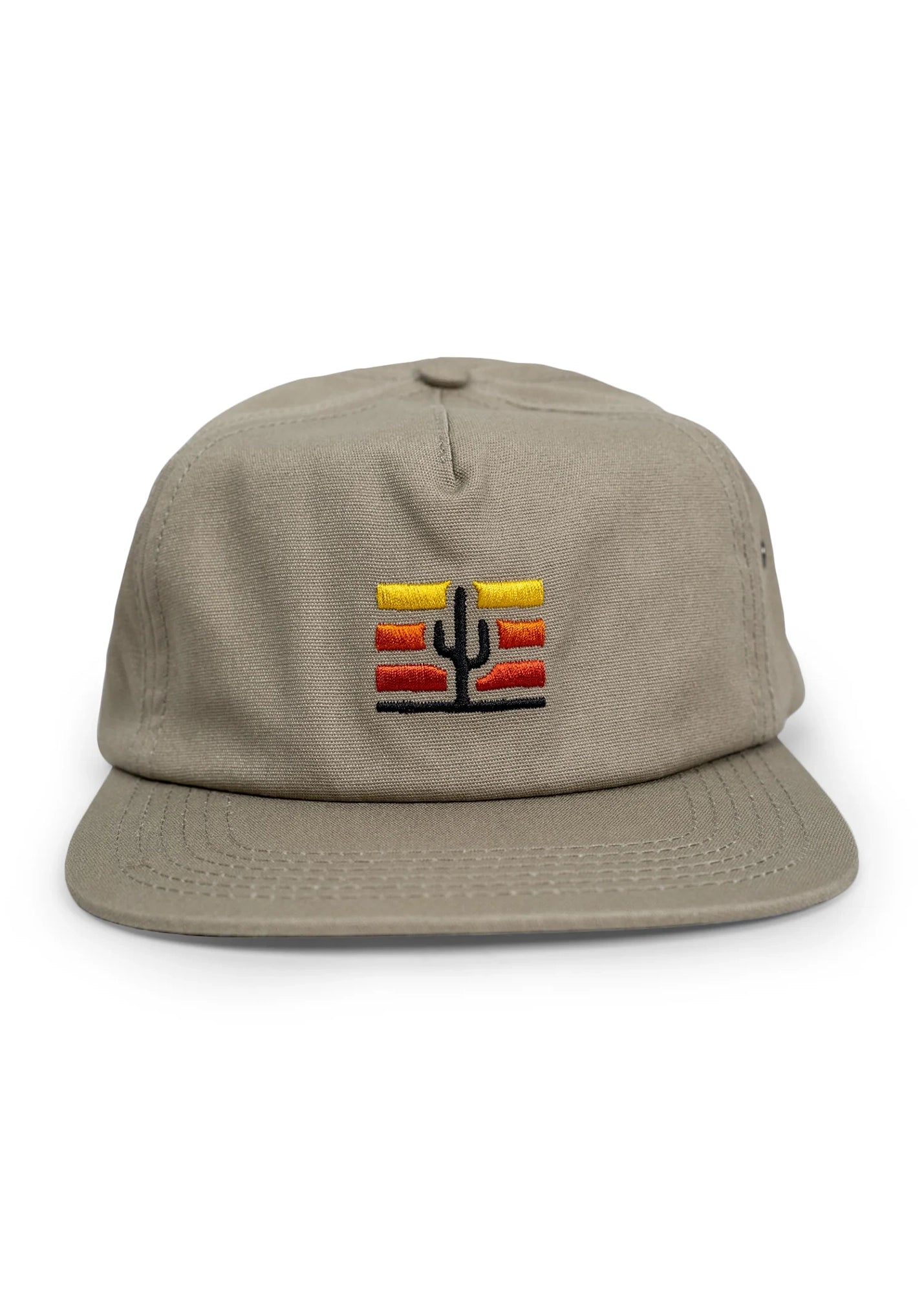 Iron & Resin Embroidered Cactus Hat in Khaki Color, front  view