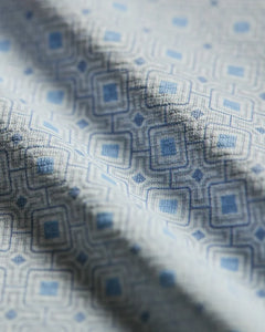  7 Diamonds Cassian short sleeve shirt in light blue colorway, close up pattern/fabric detail view