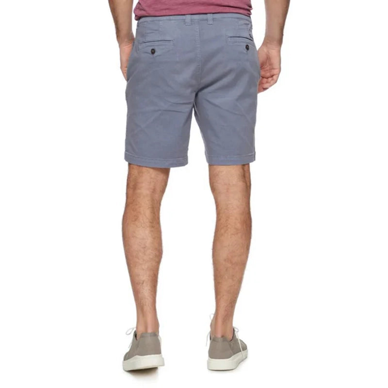 Model Wearing Flag & Anthem Catskill Shorts in light Grey, rear view