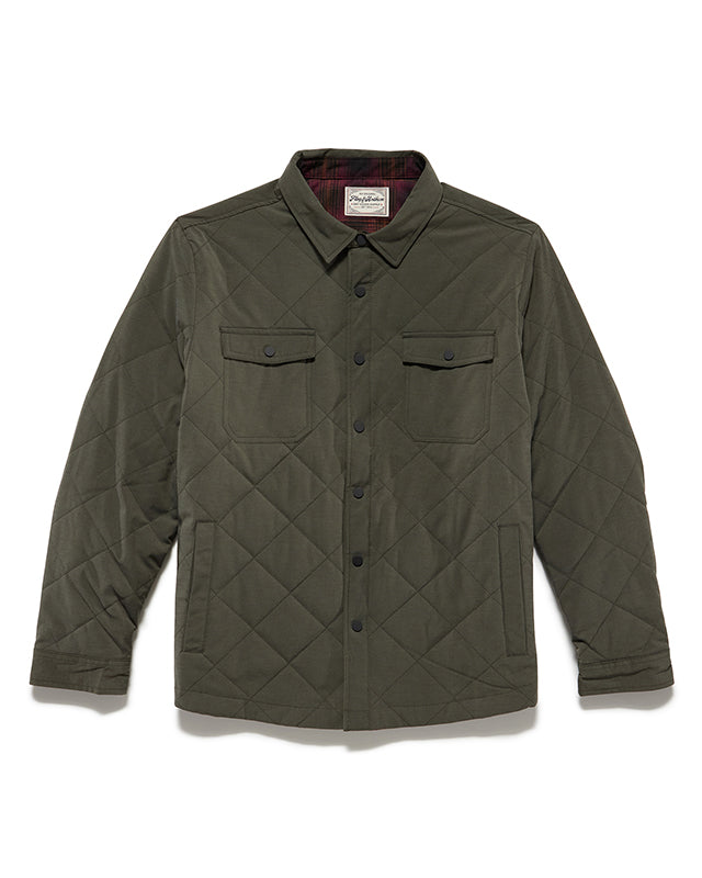 Chapin Shirt Jacket in Olive, Flat lay view