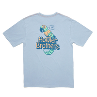 Howler Brothers Chatty Bird Cotton T-shirt, in dusty blue,, flat lay view